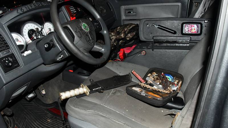 U.S. Capitol Police officers noticed a bayonet and machete, which are illegal in Washington,...