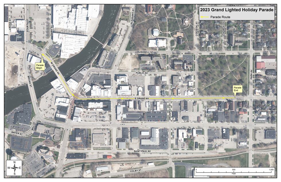 Map of Grand Lighted Holiday Parade route
