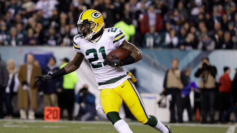 Green Bay Packers' Ha Ha Clinton-Dix runs after an interception during the second half of an...