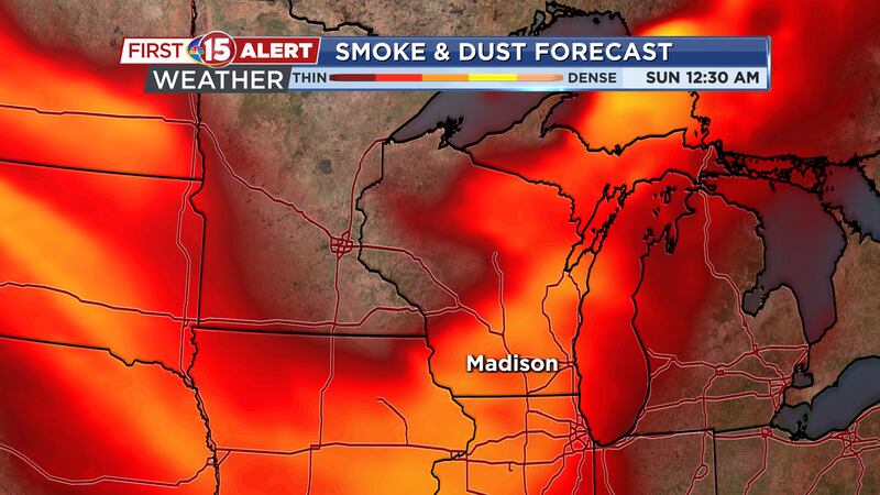The wildfire smoke over southern Wisconsin should lighten up Sunday morning before a second...