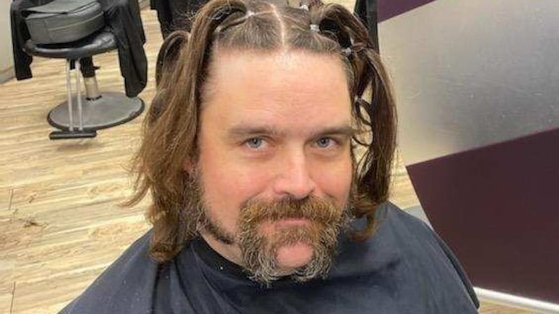 Dr. Wistrom’s hair is prepared for donation