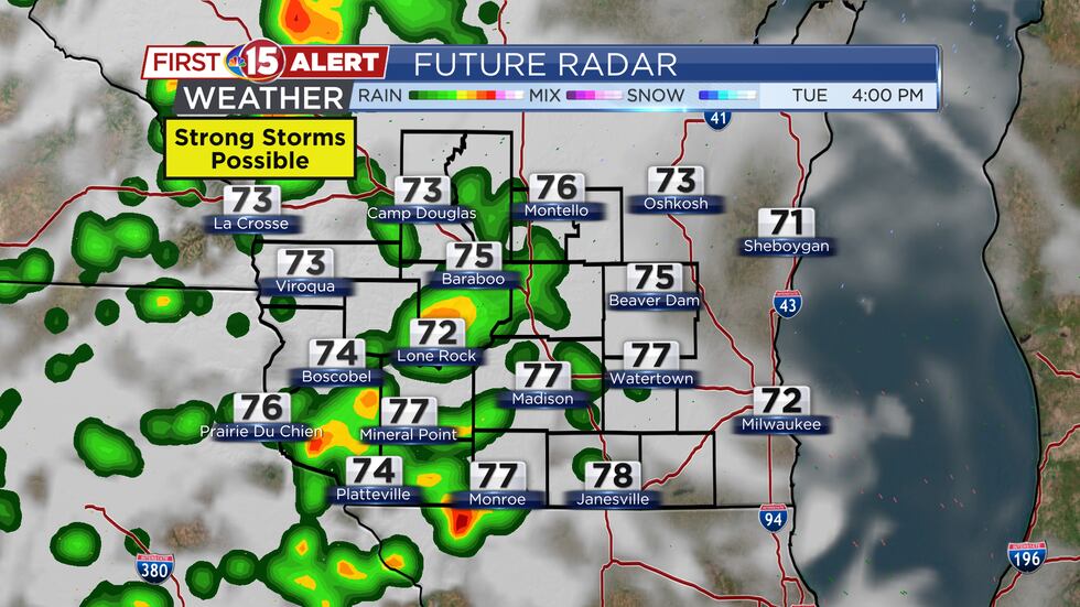 Future Radar - Tuesday 4PM
