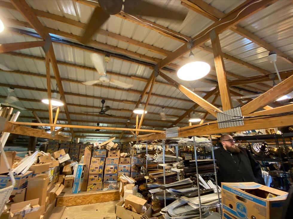 Dan “Spiffy” Neuman keeps much of his ceiling fan collection inside a barn, which he shares...