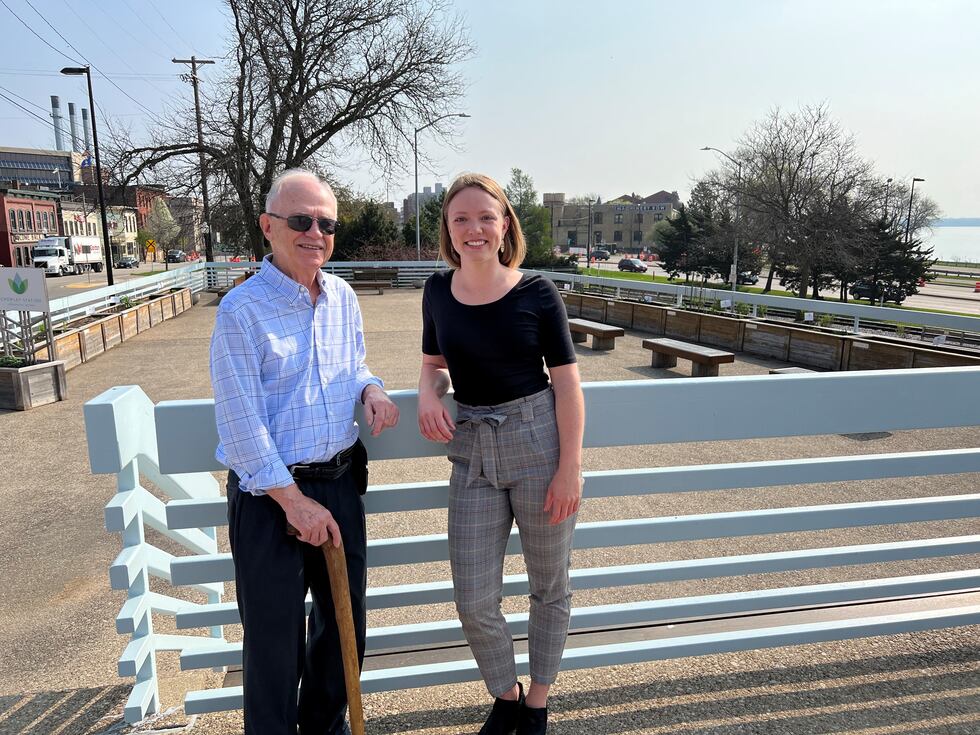 Bert Stitt and Emily DeVore and two of the several people behind the Lakefront Porch project