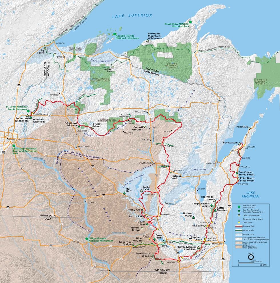 Ice Age Trail Map, National Parks Service