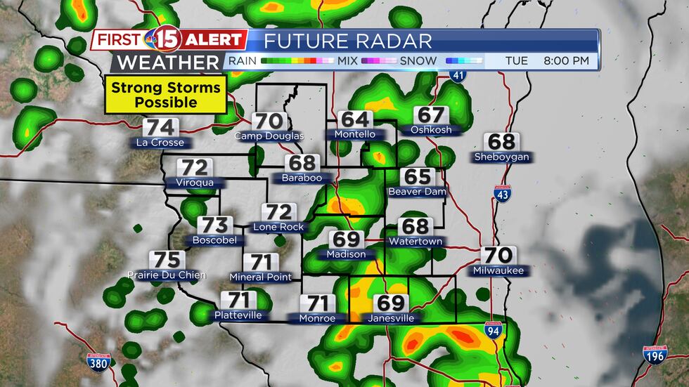Future Radar - Tuesday 8PM