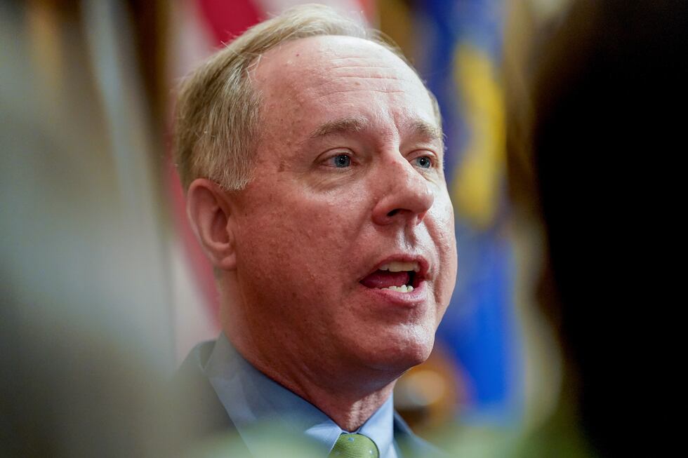 FILE - Wisconsin's Republican Assembly Speaker Robin Vos talks to the media after Gov. Tony...