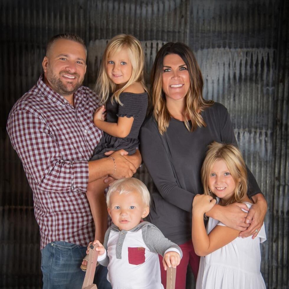 The Drake family of Oregon, WI. Andrew and his wife Lindsey with their children Aubree (6),...